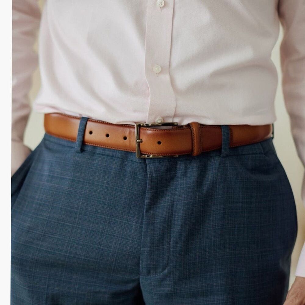 NWT Nordstrom Marco Burnished Leather Belt in Cognac color Size 46